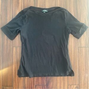 Lauren Ralph Lauren Fitted Black Short Sleeve Ladies Tee SZ L